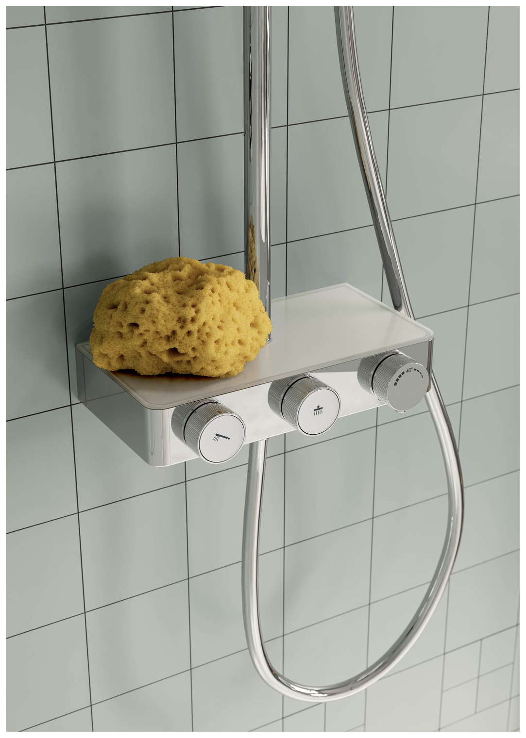 VIGOUR Duschsystem V3 Thermostat Kopfbrause 310mm edge Handbrause 3-fach und Schlauch verchromt