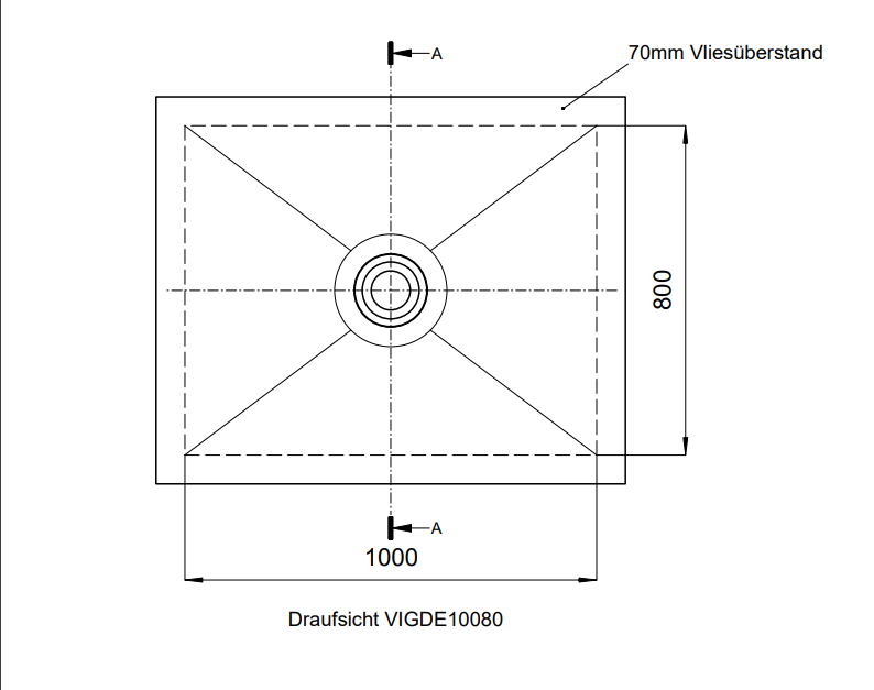 VIGOUR Duschelement individual 2.0, 100x80x4,5cm Ablauf mittig rollstuhlbefahrbar - Bild 2