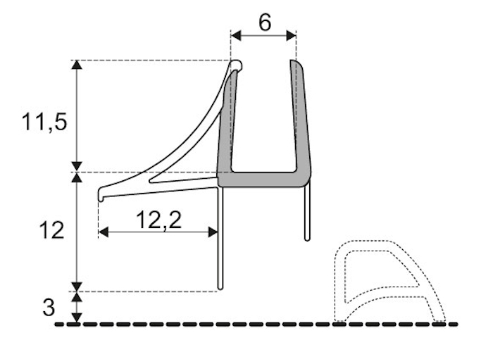 Duka Abtropfdichtung mit Anschlussteilen ESG 6mm Länge 1000mm - Bild 2