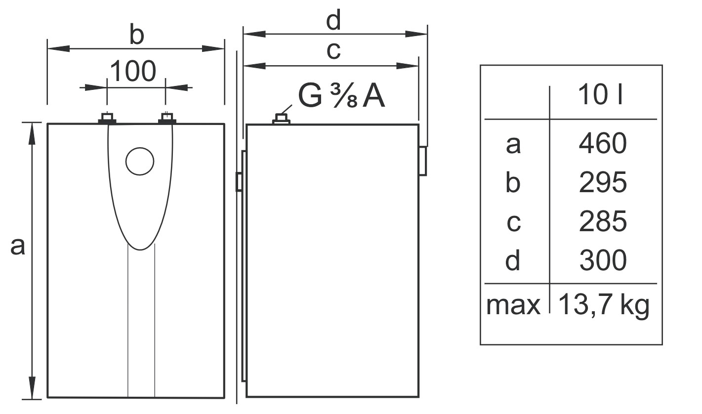 BOSCH Kleinspeicher 10 Liter Untertisch 2,2 kW TR2500TO 10 T (460x295x285mm) 7736504734 - Bild 2