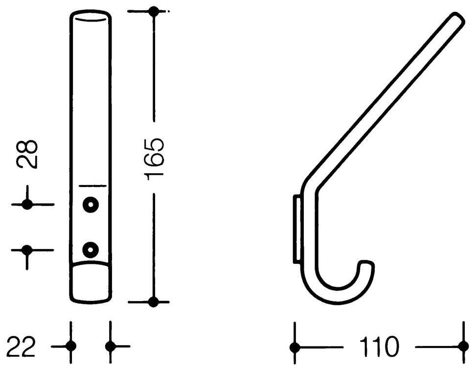 HEWI Serie 477 Garderobenhaken H165 mm reinweiß 477.90.070.99 - Bild 2