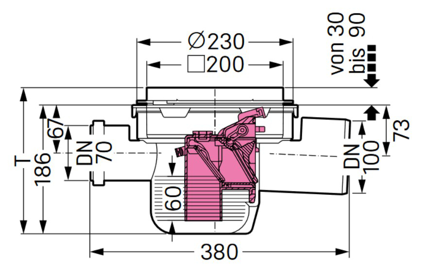 KESSEL Kellerablauf Der Universale DN 100 mit GV+RV und Rost 200x200 mm Edelstahl 27621 - Bild 2
