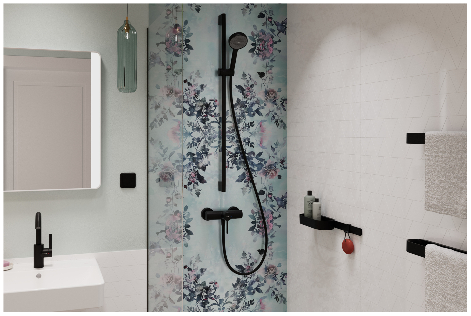 Hansgrohe Brauseset Activera S 95 1jet EcoSmart mit Brausestange Typ 95 matt schwarz