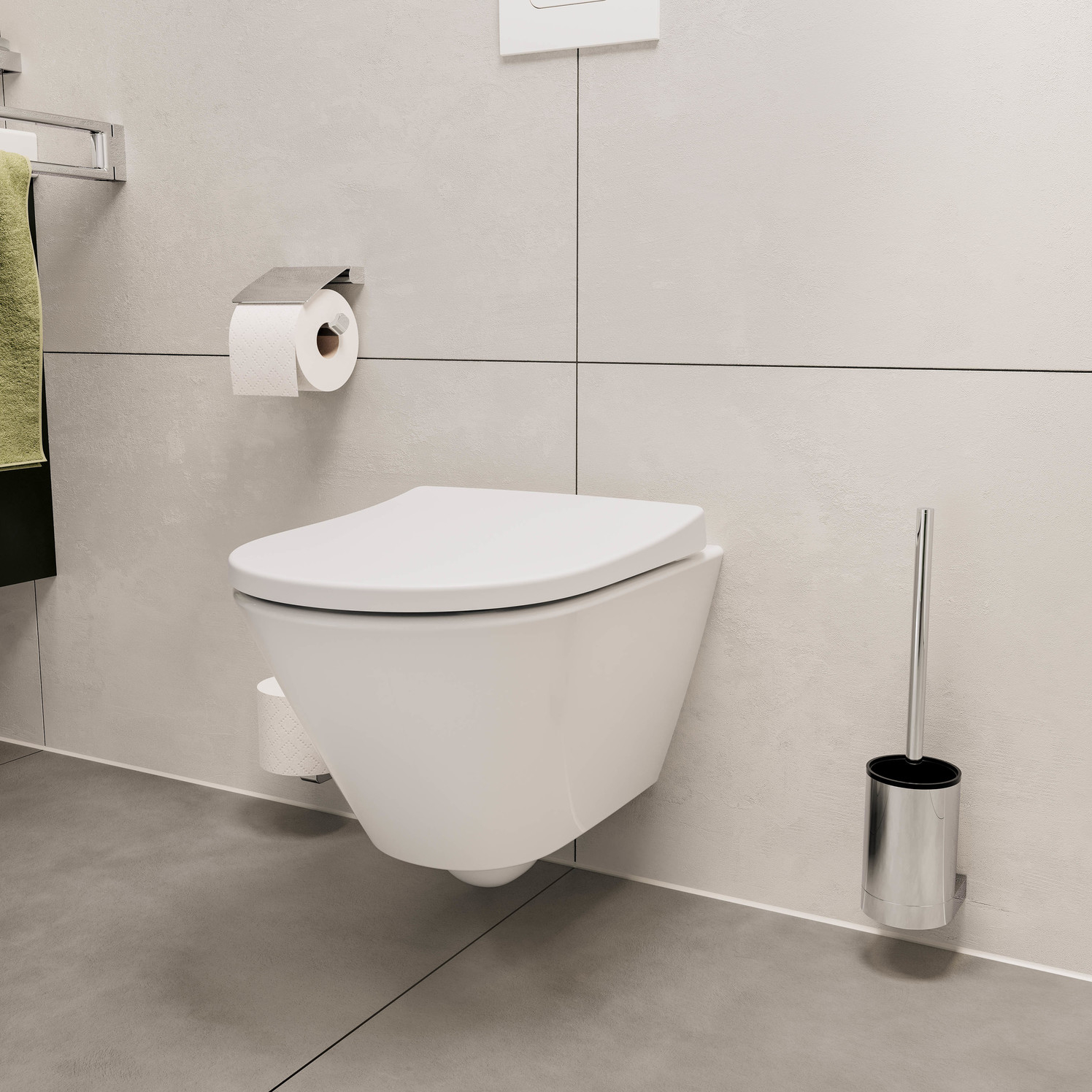 VIGOUR Wand-Tiefspül-WC derby V3 verkürzt 48cm PflegetectPlus weiss, spülrandlos, verdeckte Befest.