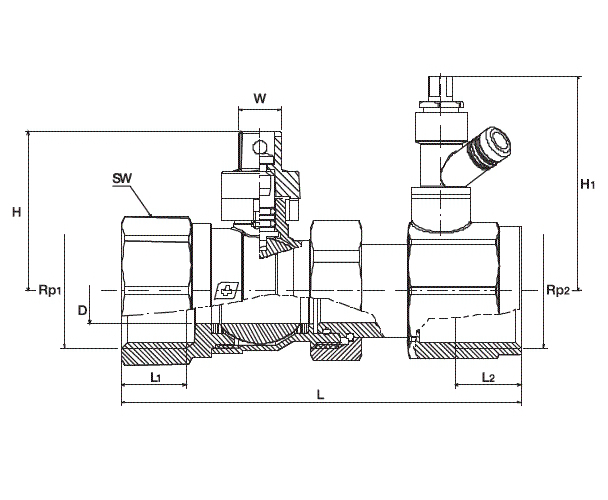 Solar-Kappenventil DN 20 Gehäuse aus Pressmessing, mit Vierkantgriff, Draht und Plombe - Bild 2