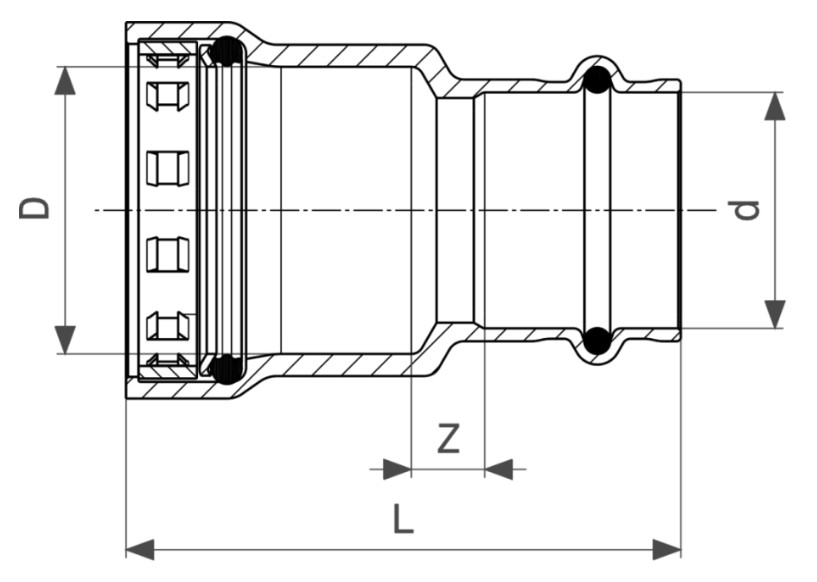 Viega Megapress Übergangsstück auf Presssysteme DN 15 x 15mm, Siliziumbronze 736255 - Bild 2