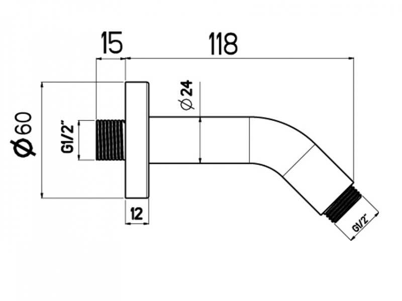 Nikles XL Brausearm 120mm verchromt