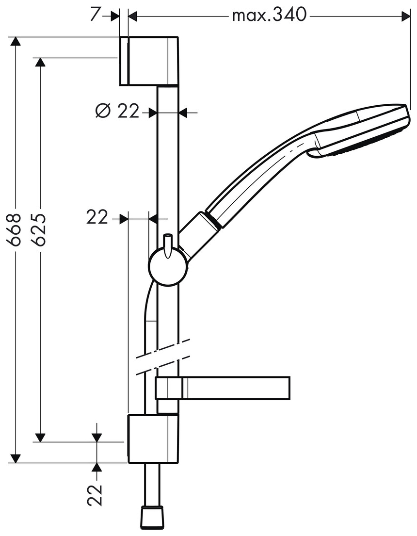 Hansgrohe Brausegarnitur Croma 100 Vario Unica C Stange 65cm verchromt 27772000 - Bild 3