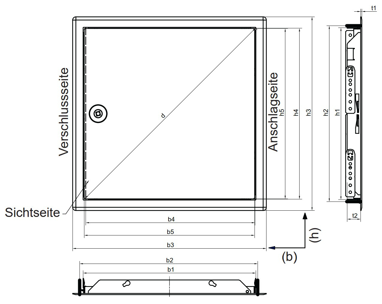 Revisionstür Softline 400x600mm Stahlblech verzinkt weiss, mit Vierkantverschluss 20529 - Bild 2