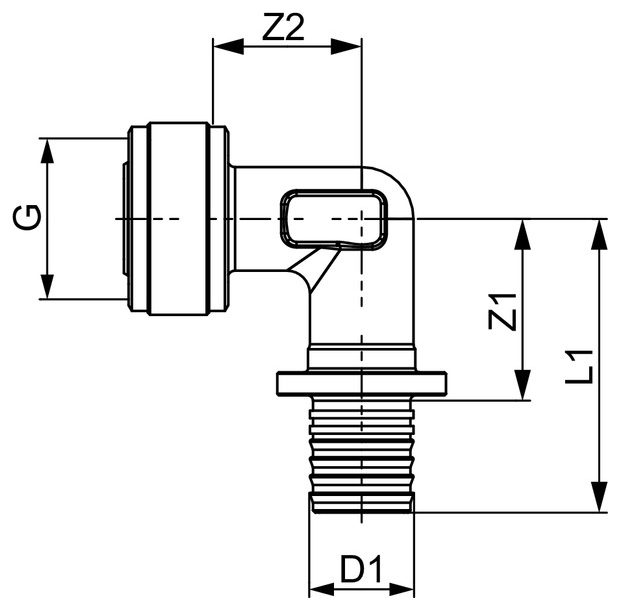 TECEflex Schnelladapter Winkel 90 Grad Dim. 16 mm x 1/2'' IG Siliziumbronze 708631 - Bild 2