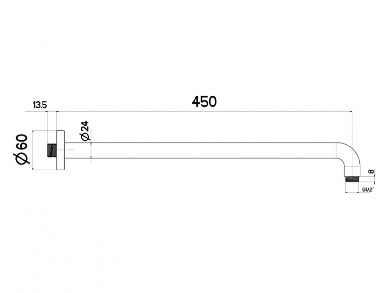Nikles XL Brausearm 450mm verchromt