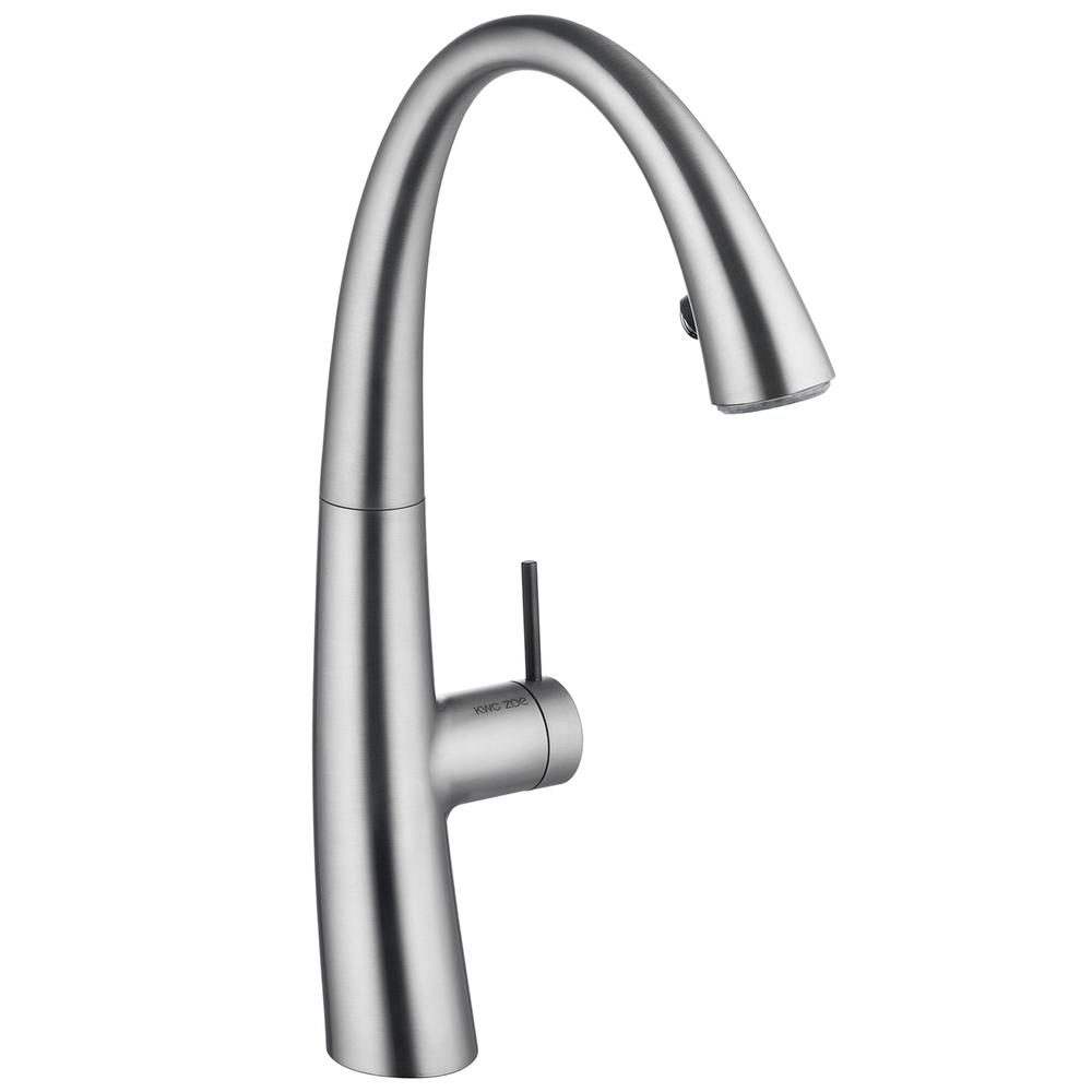 KWC ZOE Spültischbatterie Hebel seitlich, ausziehbarer Auslauf, decorsteel 10.201.102.127FL - Bild 1
