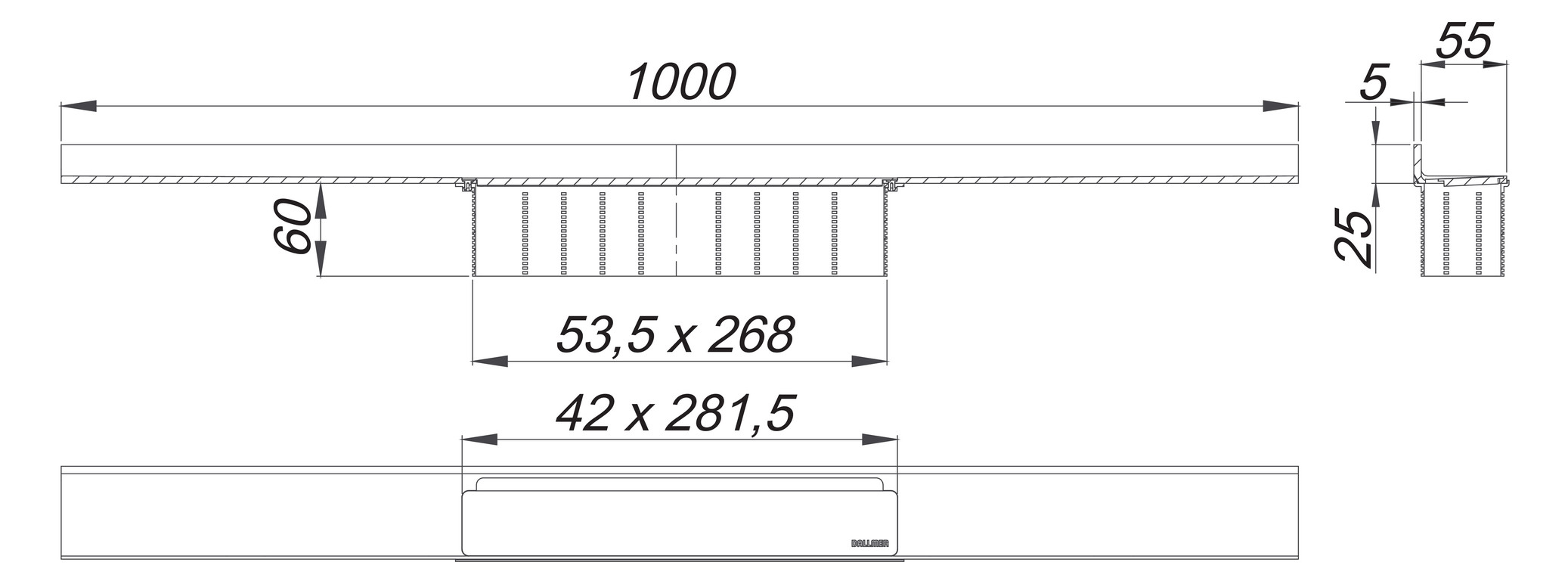 DALLMER Duschrinne CeraWall Select 1000 mm Ablaufschiene Edelstahl matt 535153 - Bild 2