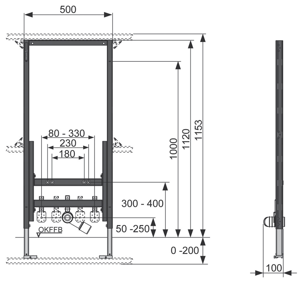 TECEprofil Bidetmodul Bauhöhe 1120 mm mit Anschlussbogen 9330000 - Bild 2