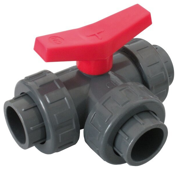 Cillit PVC-3-Wege-Kugelhahn 50mm für Schwimmbad mit Klebemuffen