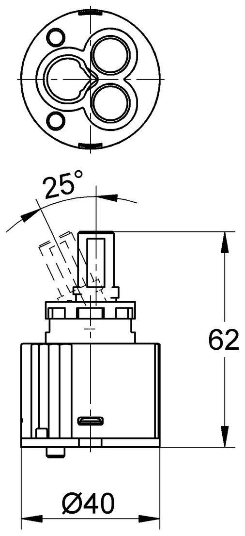 VIGOUR Keramikkartusche KN40 für derby/DerbyTOP/ clivia, für Wannen-/Brause-/Spültischbatterie - Bild 2