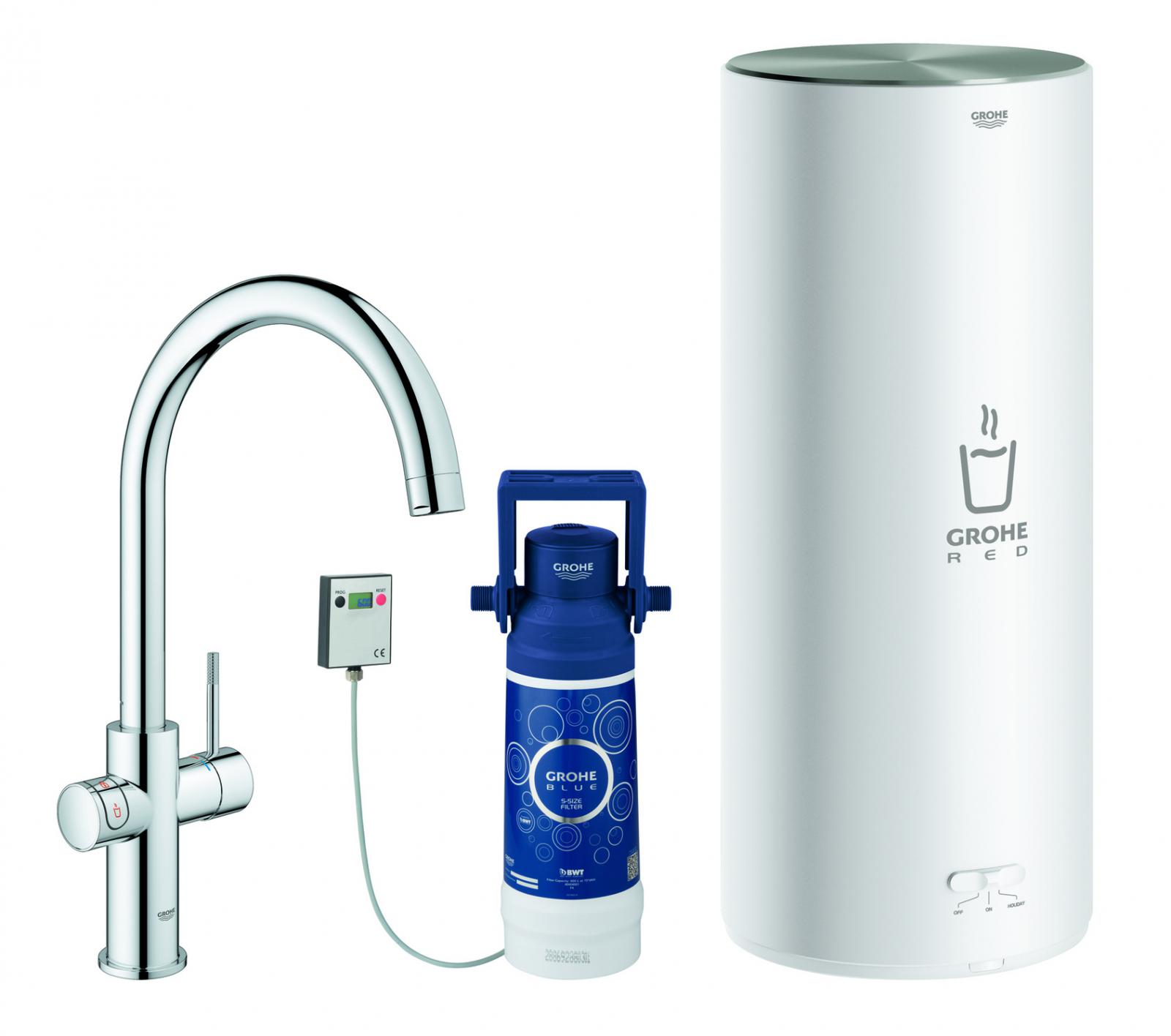 GROHE Küchenarmatur und Boiler Red Duo L-Size C-Auslauf chrom 30079001 - Bild 1