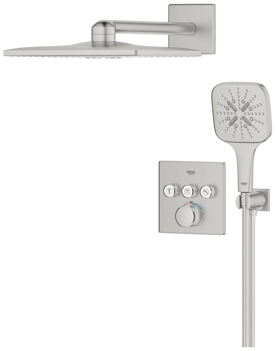 GROHE UP-Duschsystem Grohtherm SmartControl 34864 THM eckige Form 3 ASV supersteel 34864DC0 - Bild 3