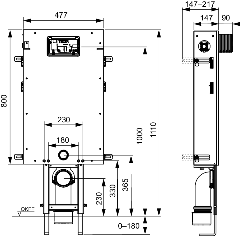 TECEbox WC-Modul mit Uni-Spülkasten, mit Frontverkleidung, Bauhöhe 1110 mm 9371300 - Bild 2