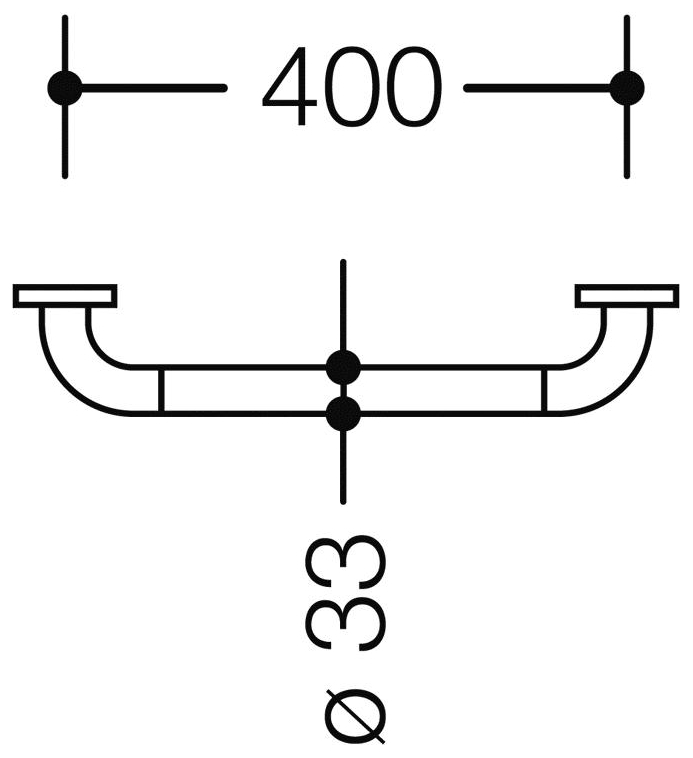 HEWI Serie 801 Haltegriff d: 33 mm Achsmass 400 mm reinweiß 801.36.110.99 - Bild 2