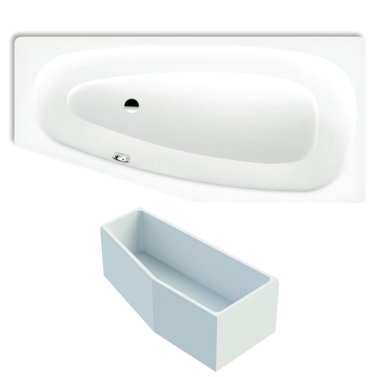 Kaldewei Raumsparwanne Mini 157x75 cm links Modell 832 Stahl-Email weiss inklusive Träger - Bild 1