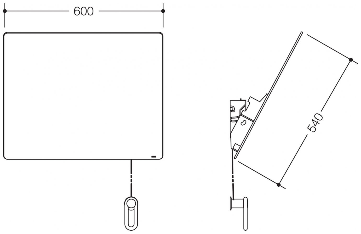 HEWI Serie 801 Kippspiegel mit B 600 mm H 540 mm reinweiß 801.01.100.99 - Bild 2