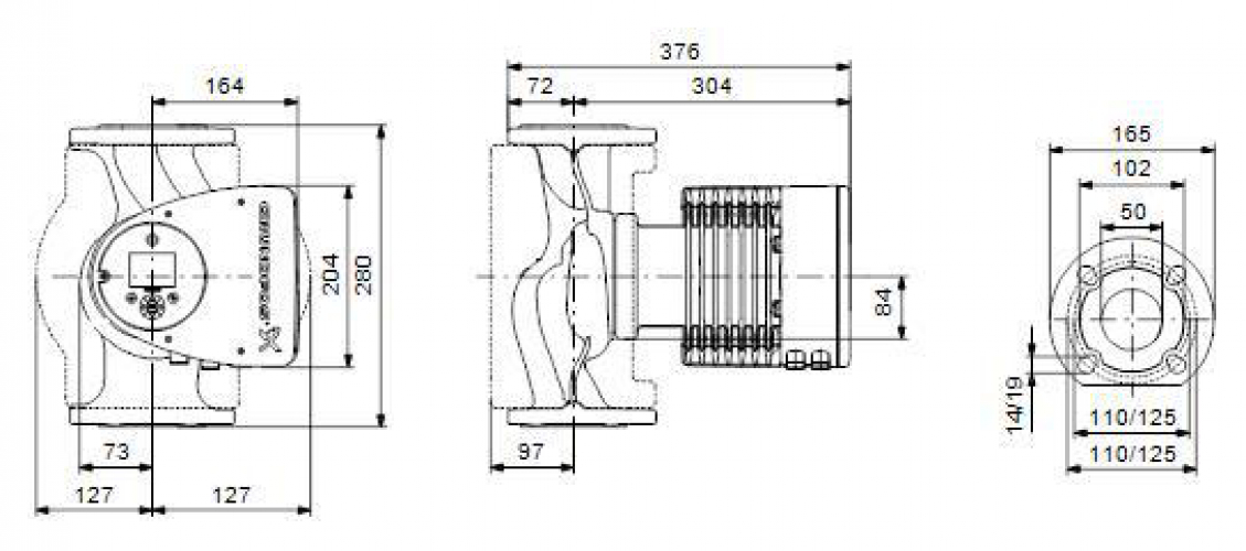 Grundfos MAGNA3 50-120FN HE-Umwälzpumpe Edelstahl DN 50 BL 280 mm 97924738 - Bild 2