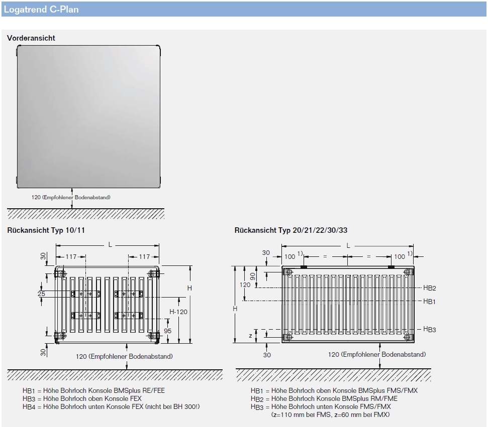 Buderus C-Plan 22x300x800 Logatrend Flachheizkörper