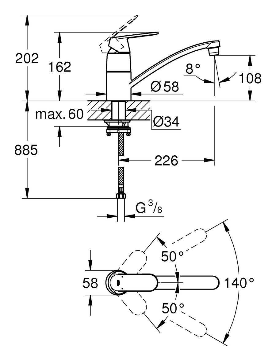 GROHE Eurosmart Cosmopolitan Spültischbatterie verchromt 31170000 - Bild 3