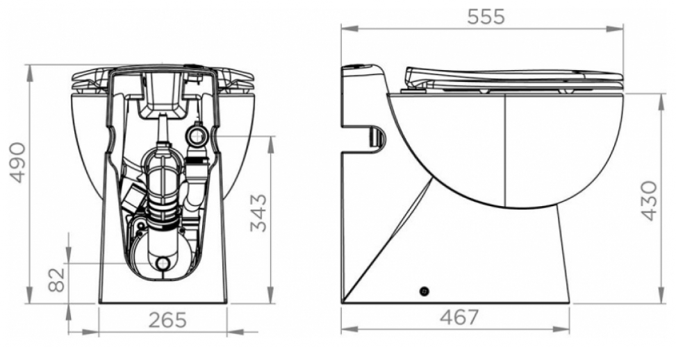SFA Sanicompact Pro Stand-WC weiß mit integrierter Hebeanlage, WC-Sitz und WT-Anschluss 0011 - Bild 5