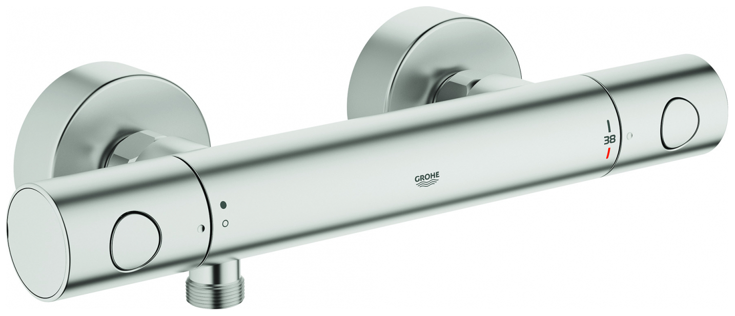 GROHE Thermostat Brausebatterie Grohtherm 1000 C mit S-Anschlüsse supersteel 34065DC2 - Bild 1