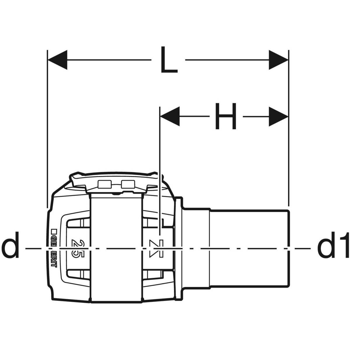 Geberit FlowFit Übergang auf Mapress mit Einschubende d=32mm d1=28mm Rotguss+ 620.233.00.1 - Bild 2