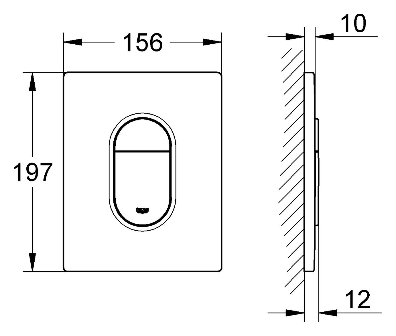 GROHE Arena Cosmopolitan Betätigungsplatte senkrechte Montage Start-Stopp verchromt 38844000 - Bild 3