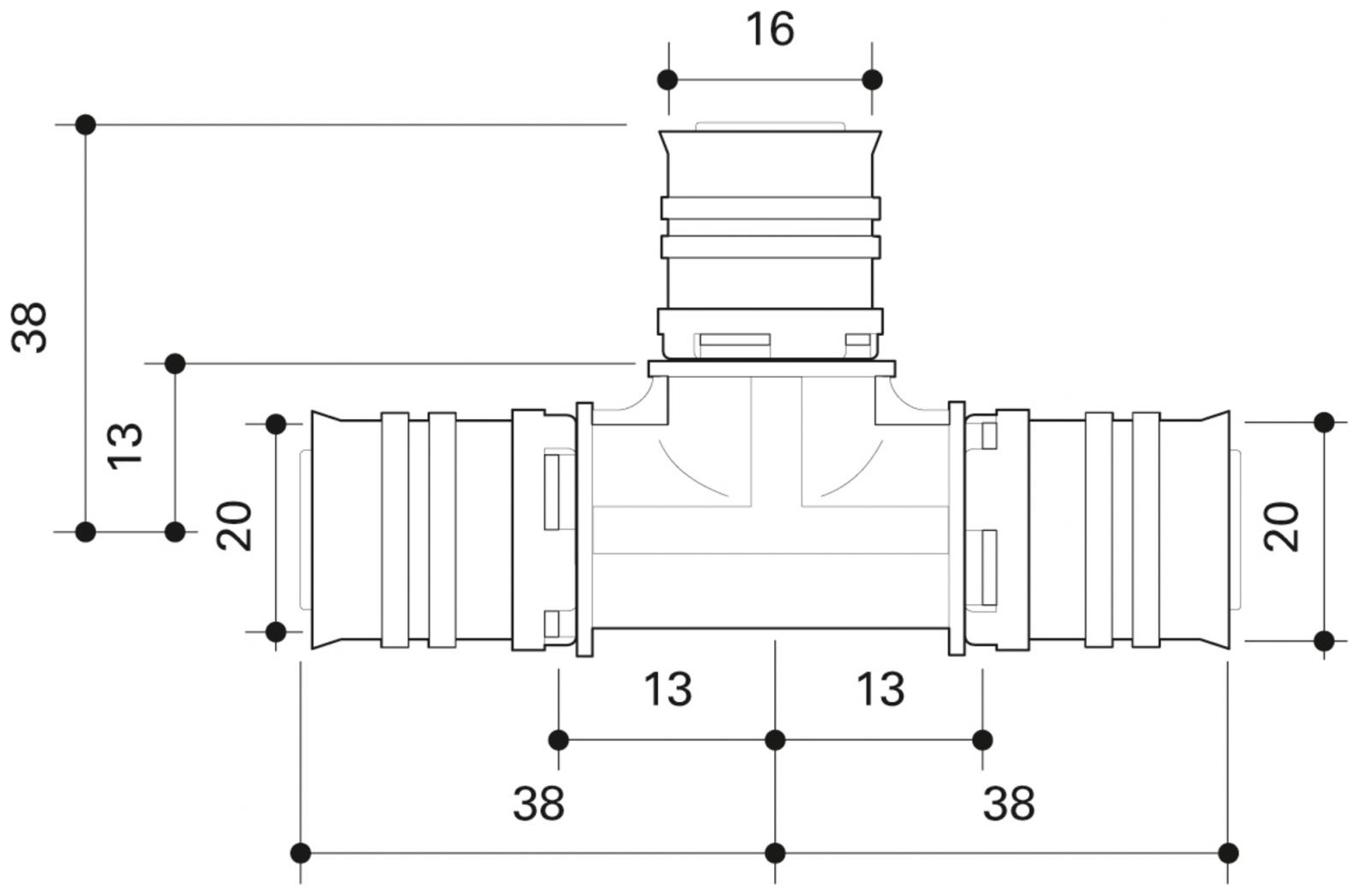 CONEL Connect MV2 T-Stück 20x16x20 mm CCMVT201620N - Bild 2