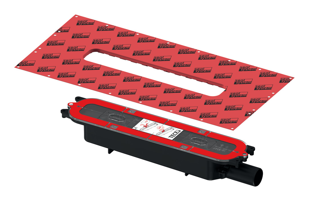 TECEdrainprofile Ablauf DN 40 flach, Auslauf seitlich mit Dichtmanschette Seal-System 673001 - Bild 1