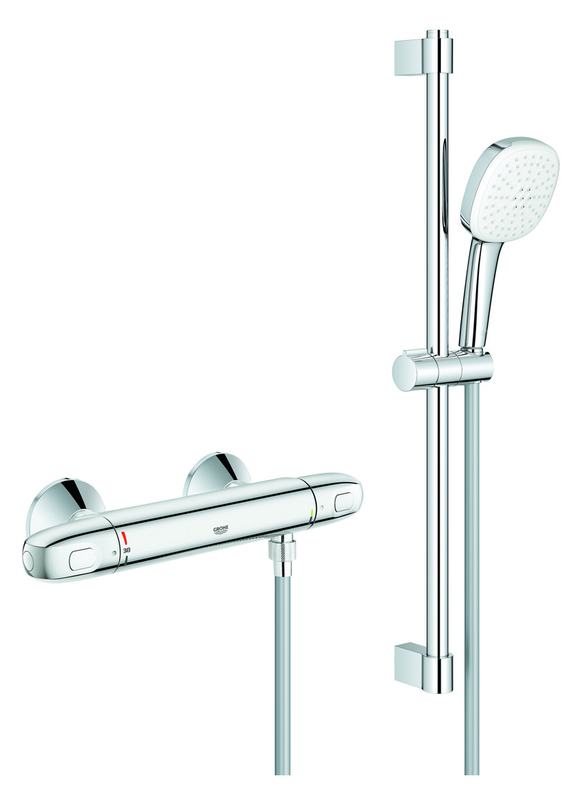 GROHE Thermostat-Wannenbatterie Grohtherm 1000 mit Brausegarnitur 600mm chrom 34820005 - Bild 1