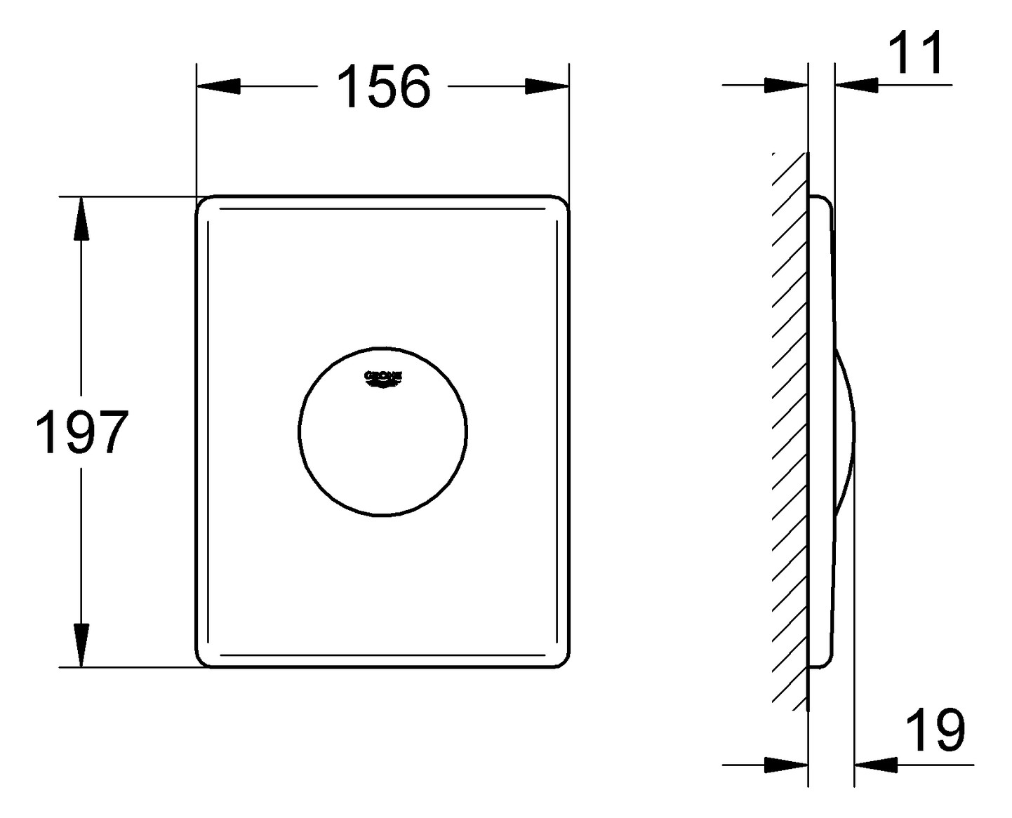 GROHE Skate Betätigungsplatte senkrecht weiss 37547SH0, für Grohe UP-Druckspüler - Bild 3