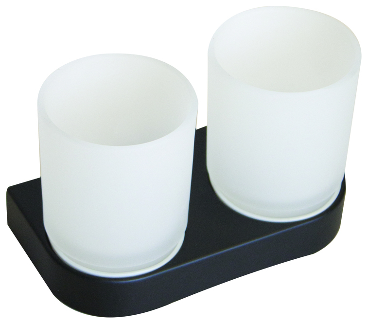 VIGOUR Doppelglashalter derby V3 mit Glas schwarzmatt