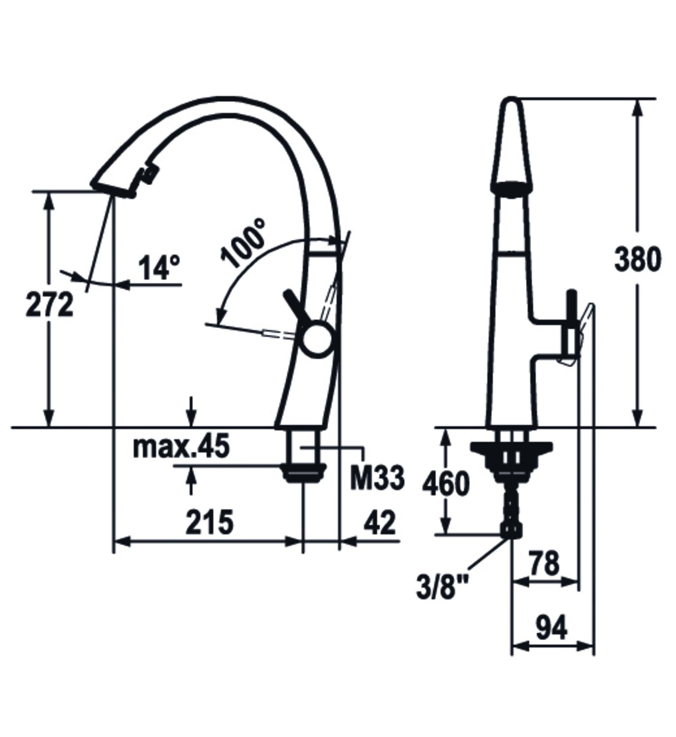 KWC ZOE Spültischbatterie Hebel seitlich, ausziehbarer Auslauf, verchromt 10.201.102.000FL - Bild 2