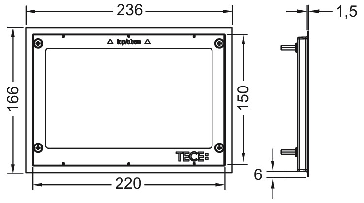 TECE WC-Abdeckrahmen aus Metall matt gebürstet für WC-Einbaurahmen 9240643 - Bild 2