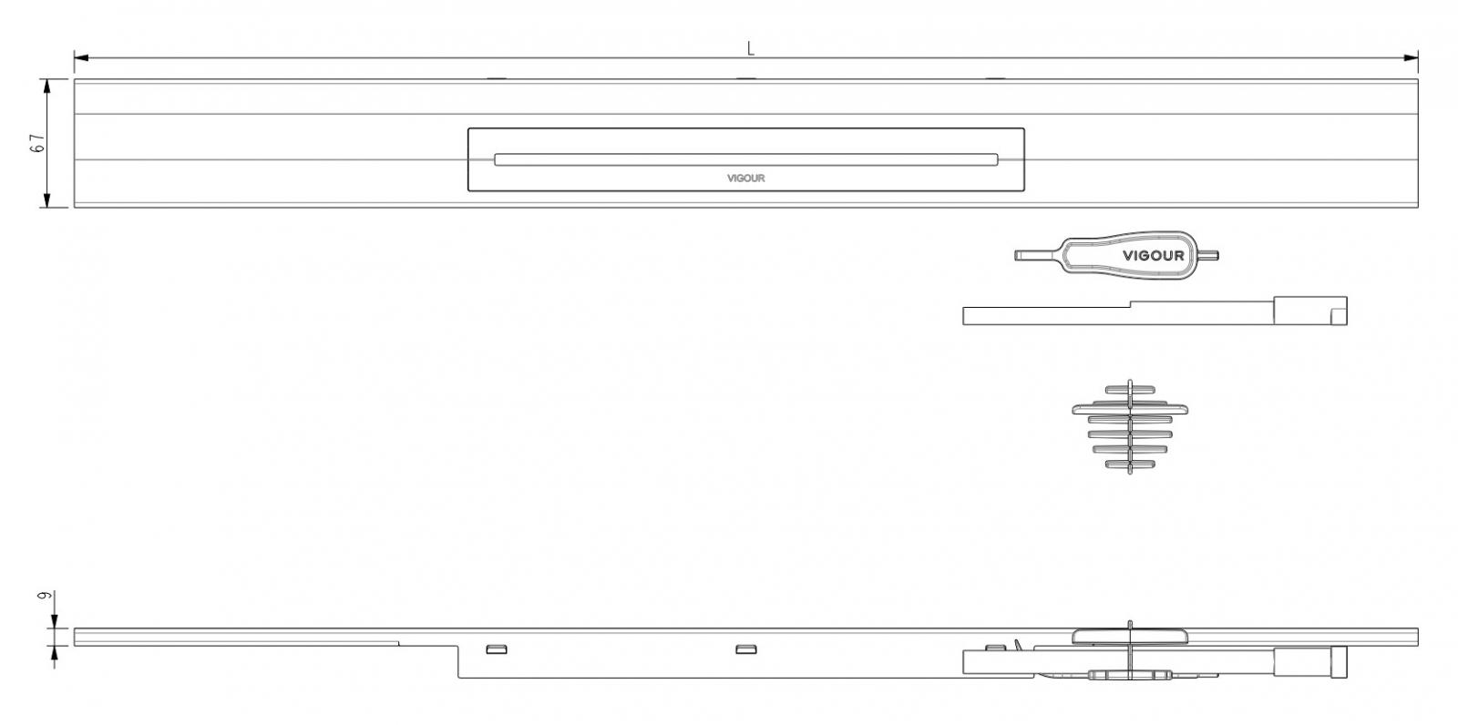 VIGOUR Duschrinne Designset WALL individual 4.0 poliert 1400 mm, für Rohbauset V4GK - Bild 2