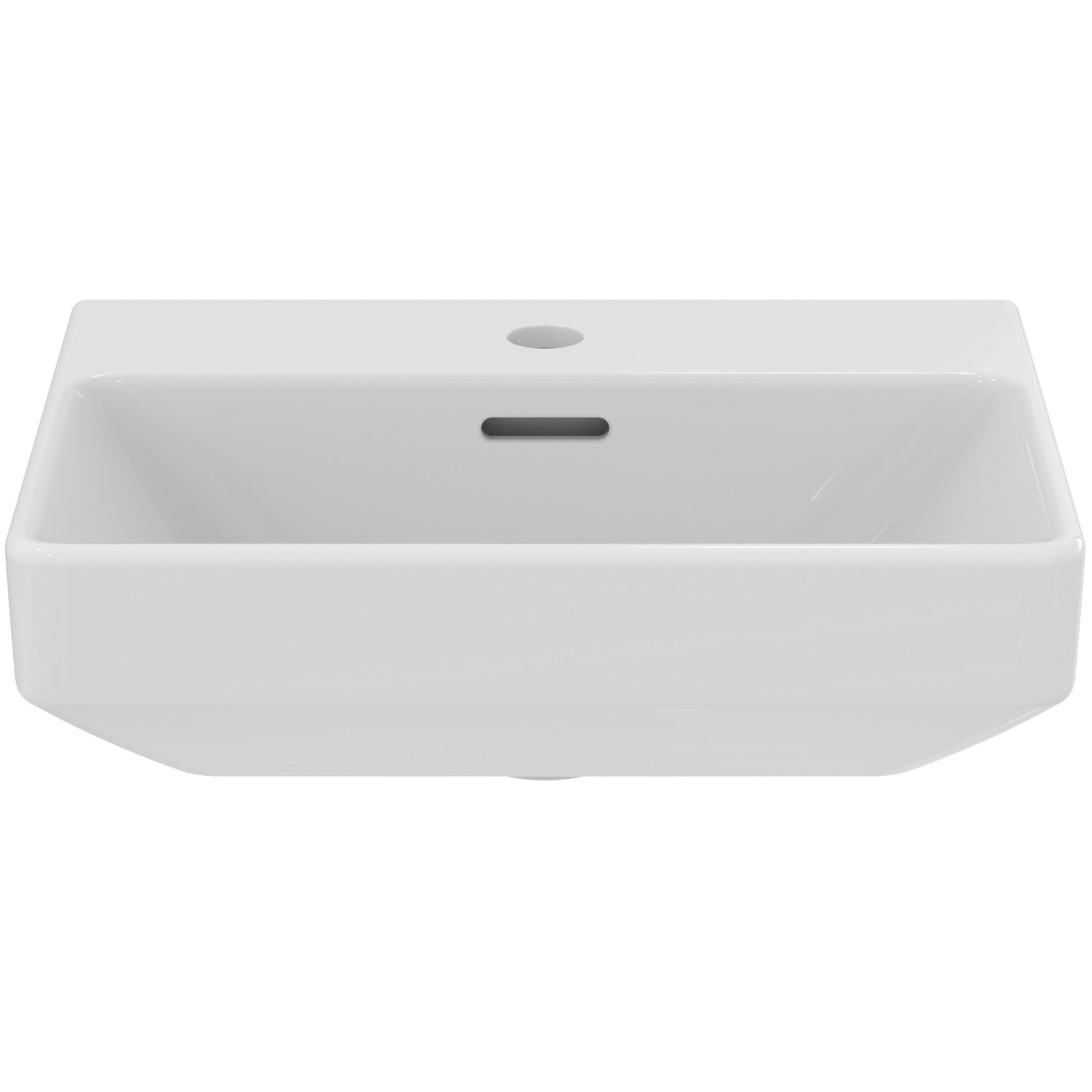 VIGOUR Handwaschbecken derby V3 edge 45x35cm PflegetectPlus weiss mit Hahnloch und Überlauf