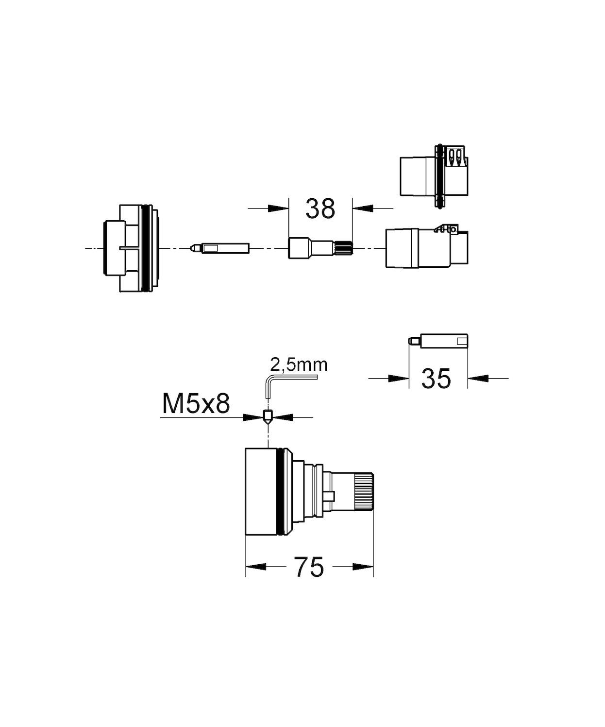 Grohe Verlängerung Rapido T 27,5 mm für UP-Körper 35500 Zentral-/u.Brausetherm. 47780000 - Bild 2