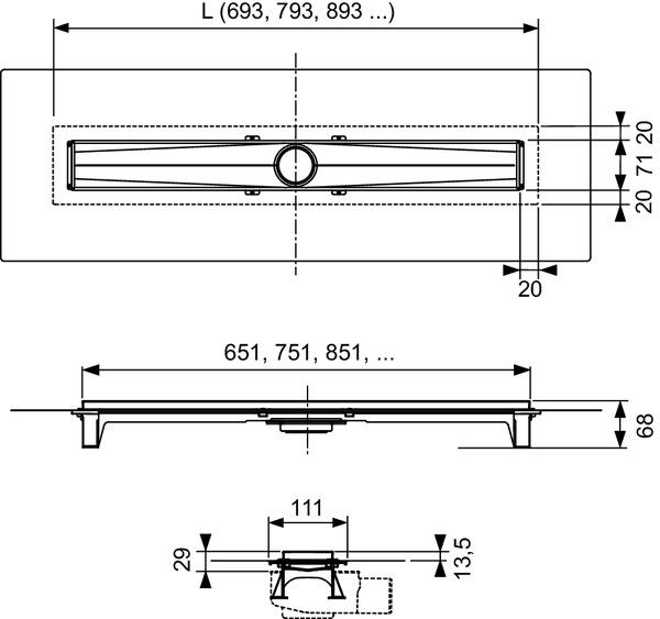 Duschrinne Evo 700 mm gerade befestigte Seal System Dichtmanschette - Bild 2