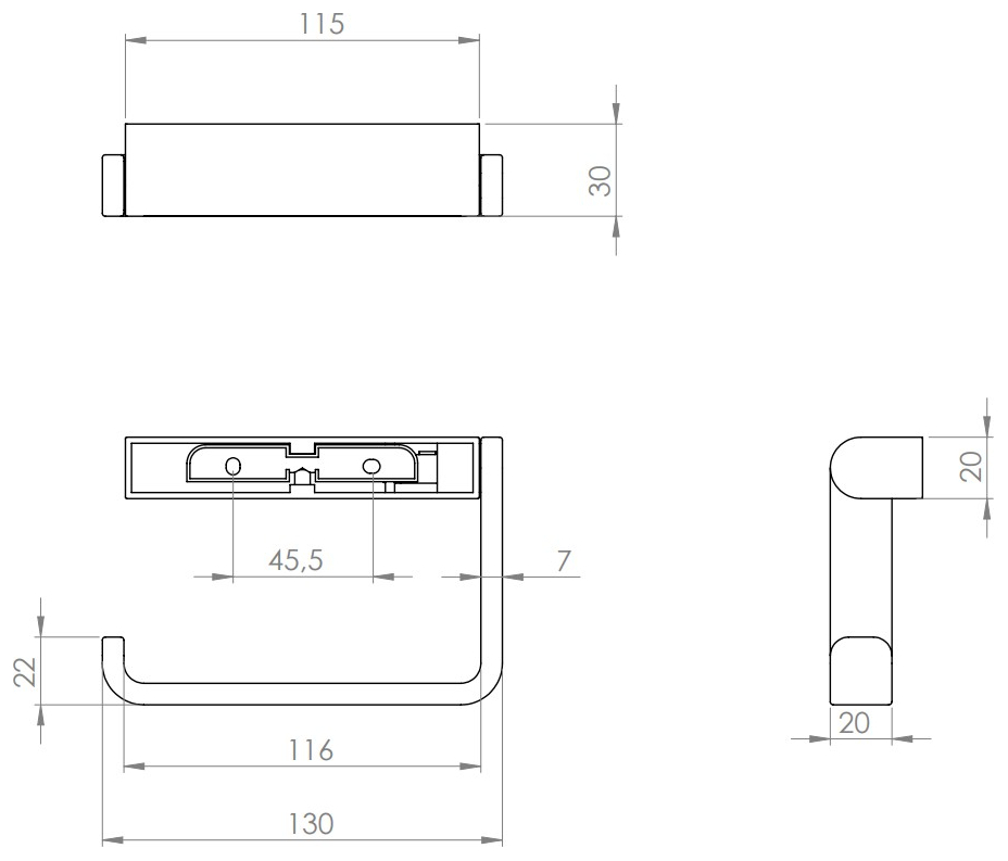 VIGOUR Papierhalter derby V3 ohne Deckel verchromt