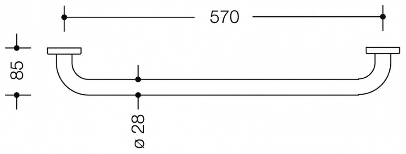 HEWI Serie 477 Badetuchhalter Achsmass 570 mm mit Rosetten reinweiß 477.30.100.99 - Bild 2