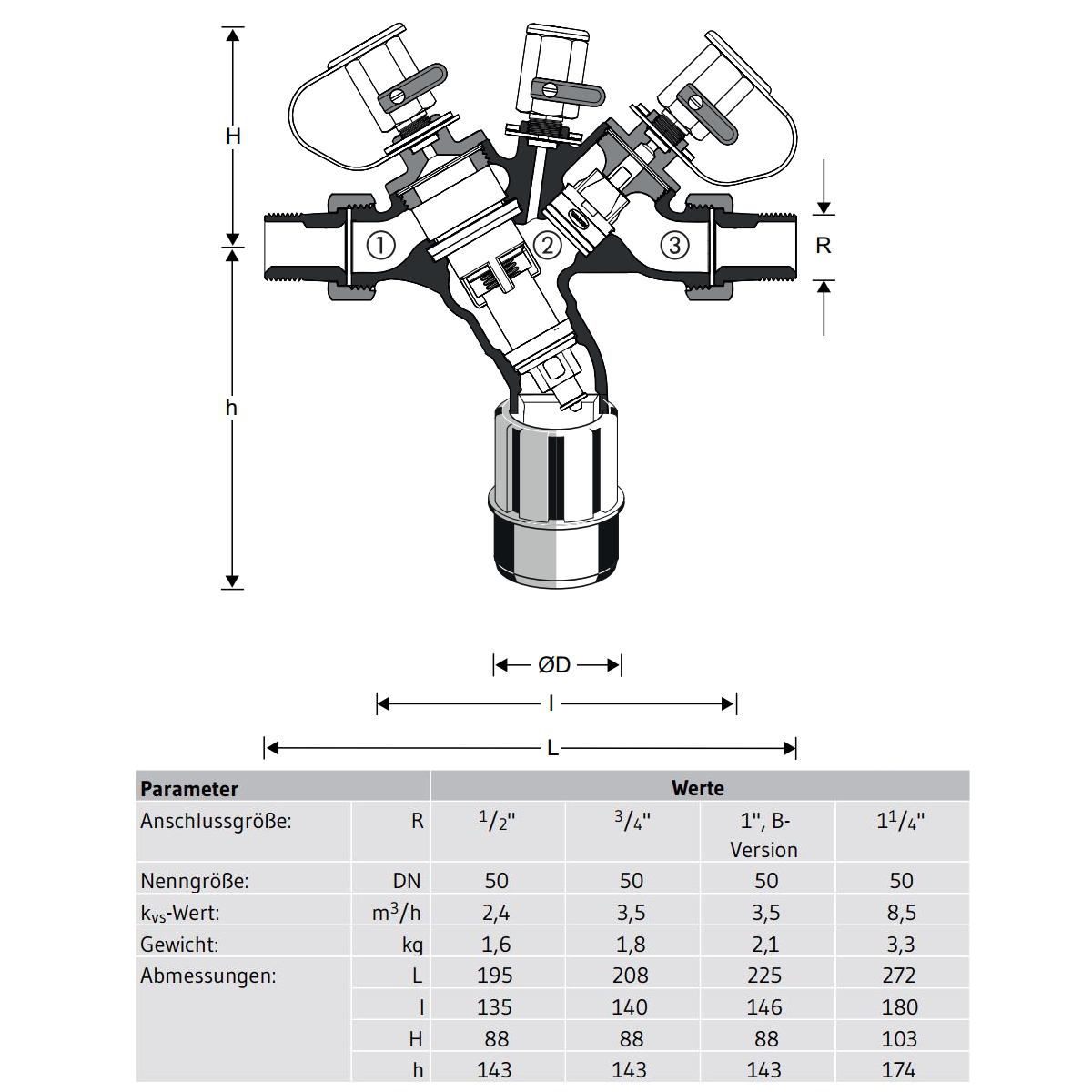 Systemtrenner BA295S 1/2'' A, entzinkungsbeständiges Messing, mit Gewindeanschluss - Bild 2