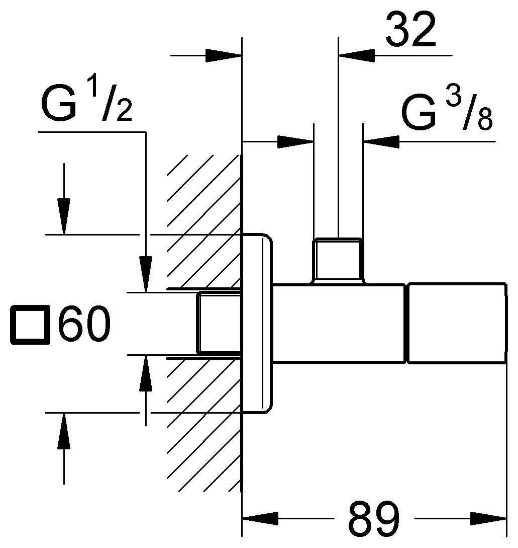GROHE Eckventil Eurocube DN15 Abgang 3/8'' chrom 22012000 - Bild 2