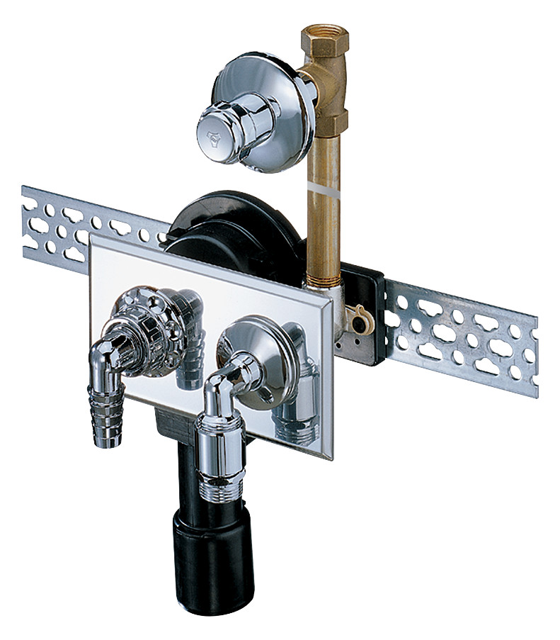 DALLMER Wandeinbau-Waschgeräte-Siphon 405, DN 40/50, Abdeckplatte aus Edelstahl 130501 - Bild 1