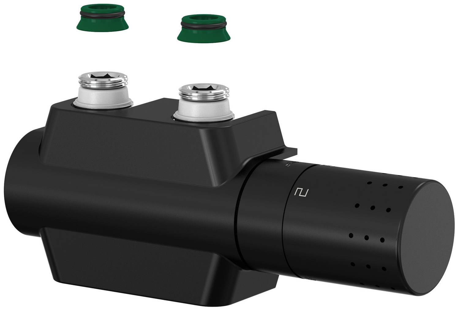 Simplex Ventilhahnblock Variodesign Einrohr F12167 mit Design-Thermostatkopf, Blende schwarz matt  - Bild 1